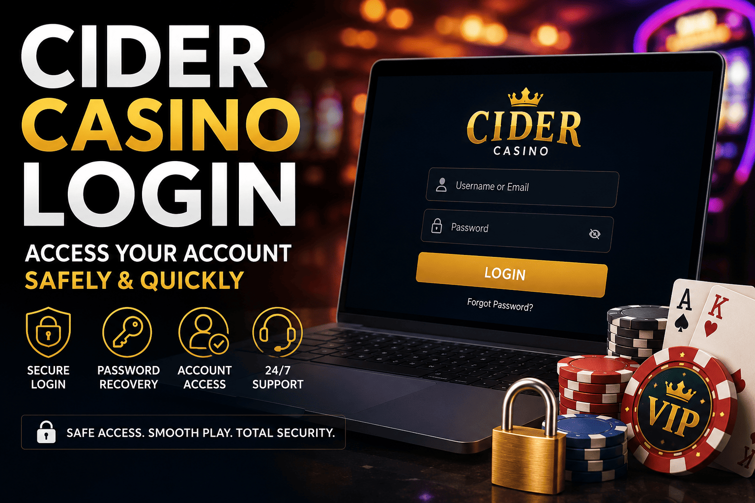 Cider Casino Login guide showing secure account access, password recovery, verification steps, and solutions for common login issues